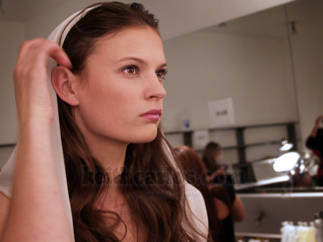 Photojournalistic portrait of models backstage at Mercedes-Benz Fashion Week Los Angeles