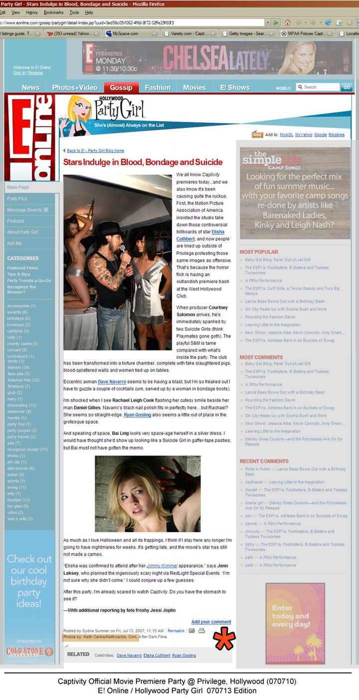 E! Entertainment Online - Dave Navarro & Bai Ling